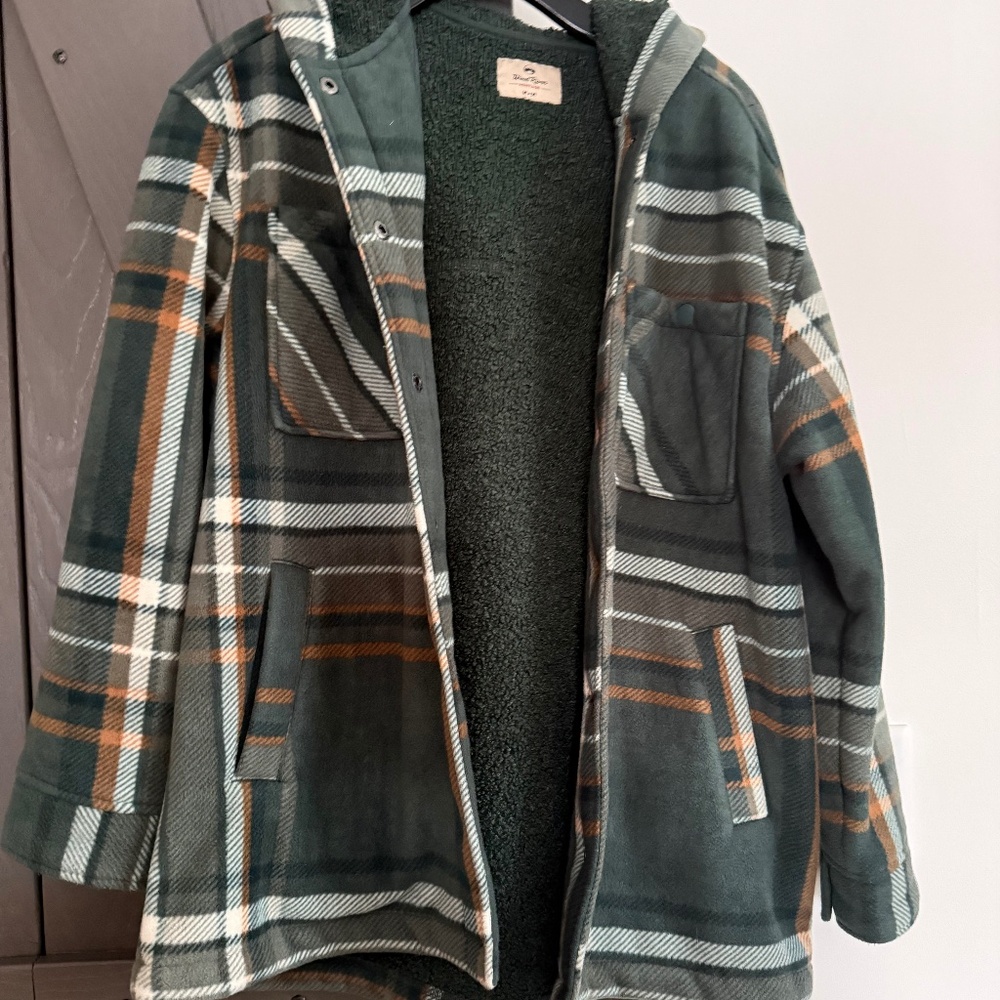 Wind River Cozy Green Plaid Shacket.